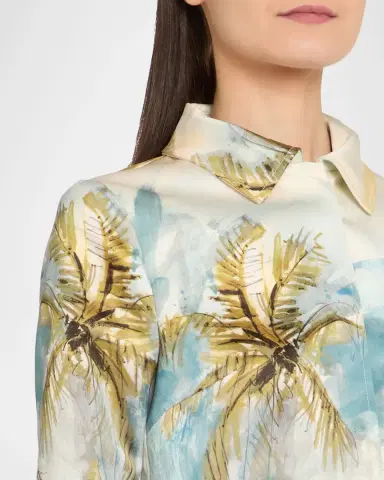 Oscar de la Renta Landscape-Print Satin Single-Breasted Jacket | Thumbnail 4 Oscar de la Renta Landscape-Print Satin Single-Breasted Jacket | Thumbnail 4