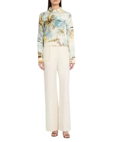 Oscar de la Renta Landscape-Print Satin Single-Breasted Jacket | Thumbnail 1 Oscar de la Renta Landscape-Print Satin Single-Breasted Jacket | Thumbnail 1
