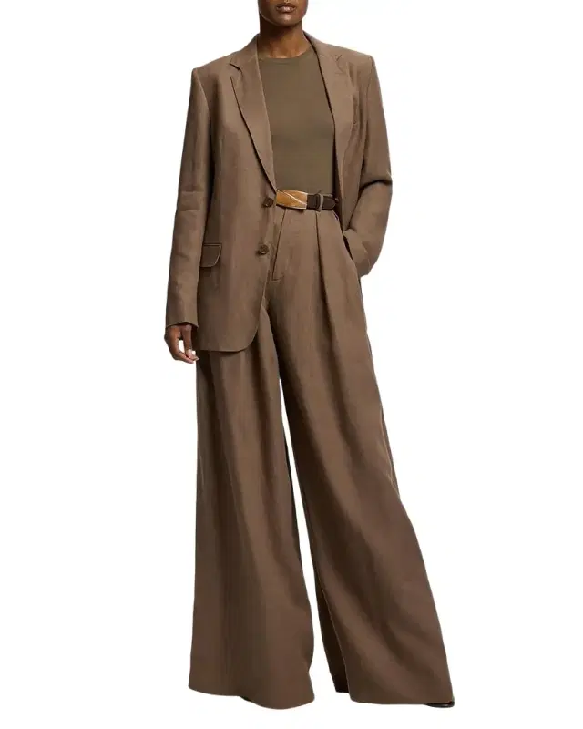 Greer Classic Linen Wide-Leg Trousers