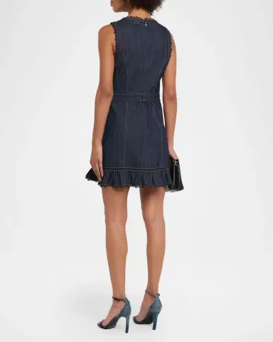 Cinq à Sept Mahlia Guipure Lace Denim Mini Dress | Thumbnail 2 Cinq à Sept Mahlia Guipure Lace Denim Mini Dress | Thumbnail 2