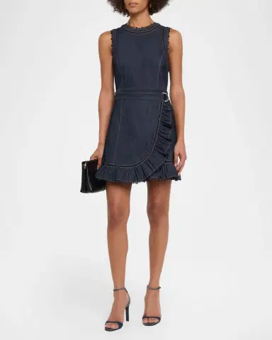 Cinq à Sept Mahlia Guipure Lace Denim Mini Dress | Thumbnail 3 Cinq à Sept Mahlia Guipure Lace Denim Mini Dress | Thumbnail 3