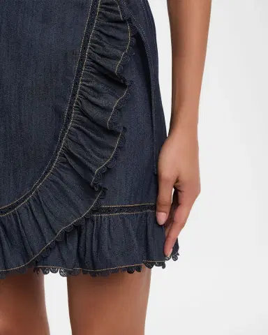 Cinq à Sept Mahlia Guipure Lace Denim Mini Dress | Thumbnail 4 Cinq à Sept Mahlia Guipure Lace Denim Mini Dress | Thumbnail 4