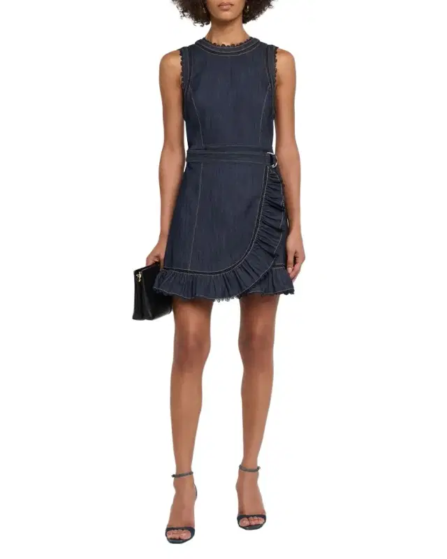 Mahlia Guipure Lace Denim Mini Dress
