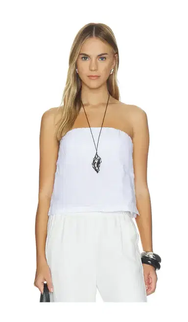 perfectwhitetee Gianna Linen Tube Top | Thumbnail 1