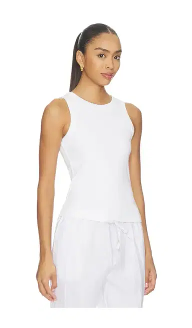 perfectwhitetee Daphne Structured Rib High Neck Tank | Thumbnail 2