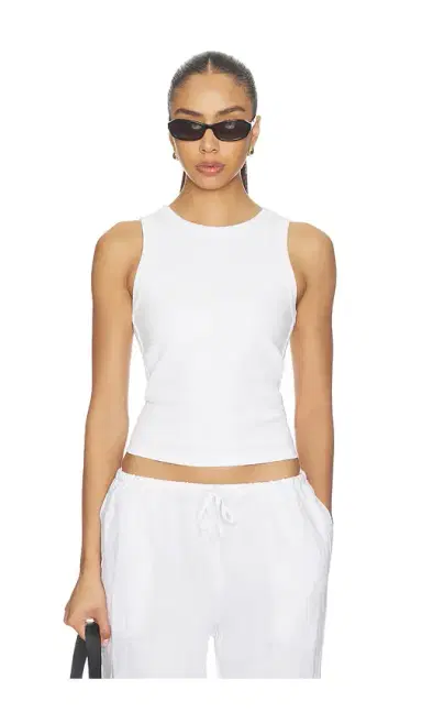 perfectwhitetee Daphne Structured Rib High Neck Tank | Thumbnail 1