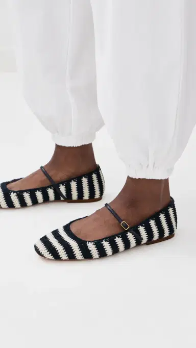 Veronica Beard Ellie Crochet Flats Navy/Ecru | Thumbnail 3