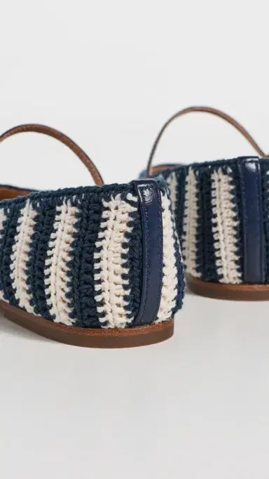 Veronica Beard Ellie Crochet Flats Navy/Ecru | Thumbnail 4