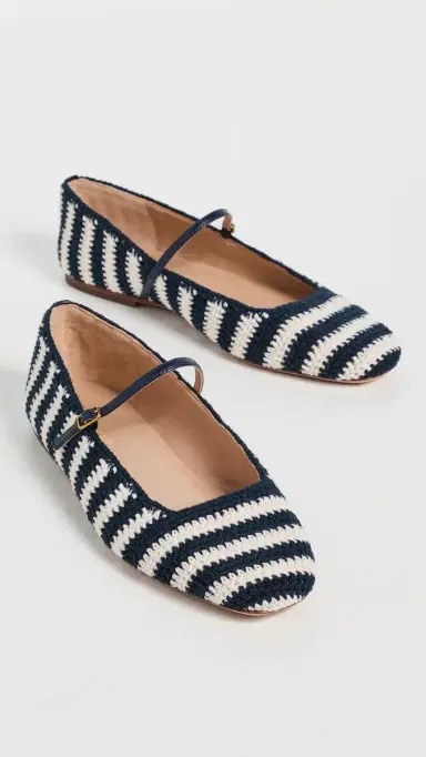 Veronica Beard Ellie Crochet Flats Navy/Ecru | Thumbnail 5