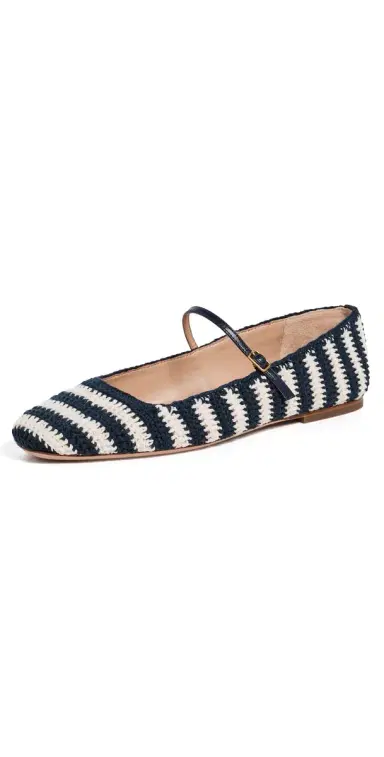 Veronica Beard Ellie Crochet Flats Navy/Ecru | Thumbnail 1