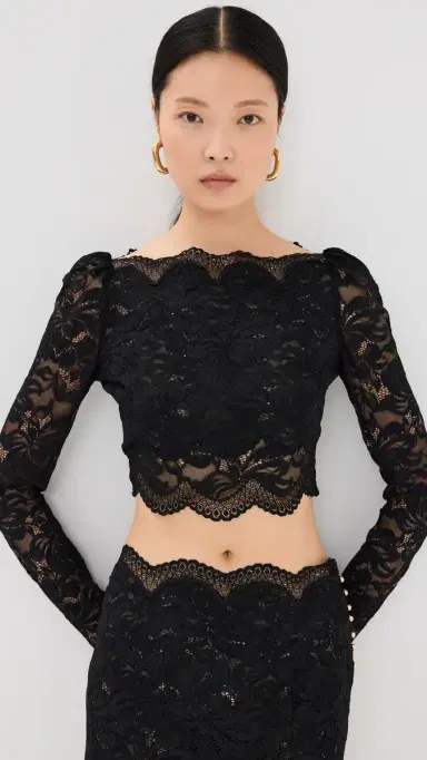 Rabanne Lace Crop Top Black 38 | Thumbnail 2 Rabanne Lace Crop Top Black 38 | Thumbnail 2