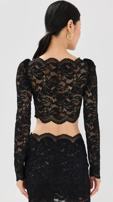 Rabanne Lace Crop Top Black 38 | Thumbnail 3 Rabanne Lace Crop Top Black 38 | Thumbnail 3