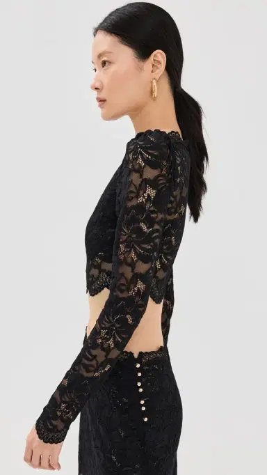 Rabanne Lace Crop Top Black 38 | Thumbnail 4 Rabanne Lace Crop Top Black 38 | Thumbnail 4