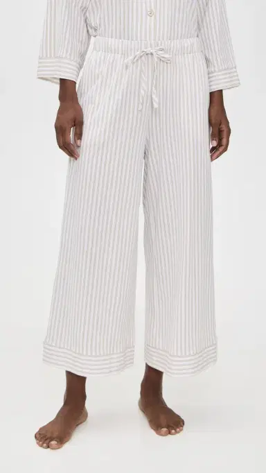 Petite Plume Pima Olivia Pajama Set in Camel Ticking Stripe Camel | Thumbnail 5 Petite Plume Pima Olivia Pajama Set in Camel Ticking Stripe Camel | Thumbnail 5