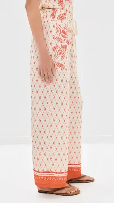 Shani Shemer Macey Pants Orange Mosaic Print M | Thumbnail 4