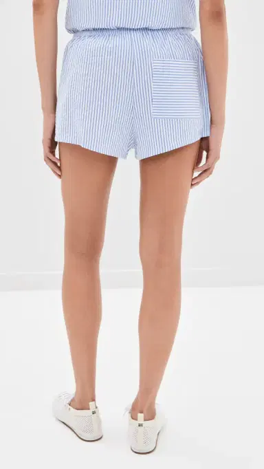 Good American The Pull On Shorts Blue tripe eersucker | Thumbnail 3