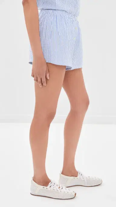 Good American The Pull On Shorts Blue tripe eersucker | Thumbnail 4