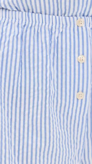 Good American The Pull On Shorts Blue tripe eersucker | Thumbnail 6