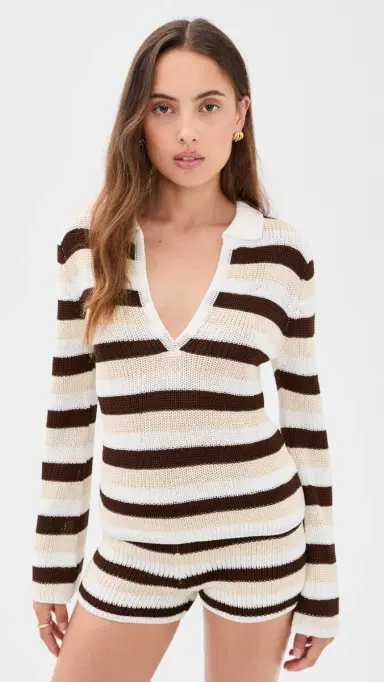 SEVEN WONDERS Benson Knit Top Chocolate/White L | Thumbnail 2 SEVEN WONDERS Benson Knit Top Chocolate/White L | Thumbnail 2