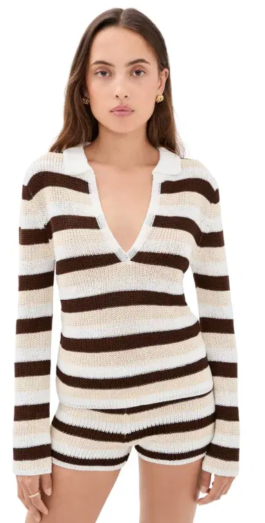 SEVEN WONDERS Benson Knit Top Chocolate/White L | Thumbnail 1 SEVEN WONDERS Benson Knit Top Chocolate/White L | Thumbnail 1