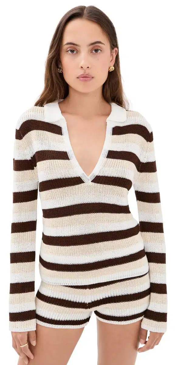 Benson Knit Top Chocolate/White