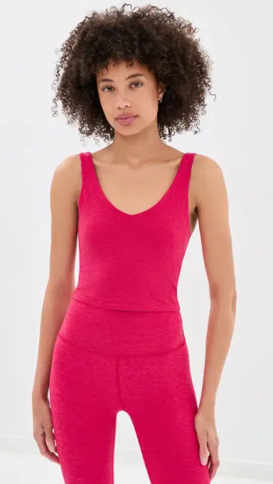 Beyond Yoga pacedye Good Day Cropped Tank Berry Red Heather | Thumbnail 2