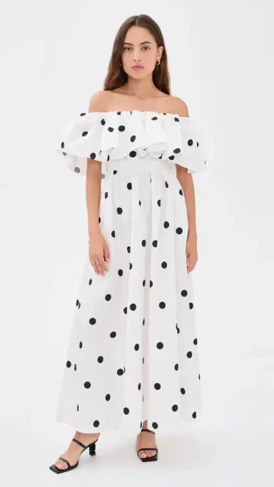 susana monaco Polka-Dot Poplin Dress Sugar/Black M | Thumbnail 2