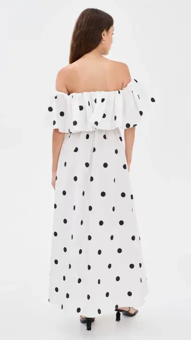 susana monaco Polka-Dot Poplin Dress Sugar/Black M | Thumbnail 3