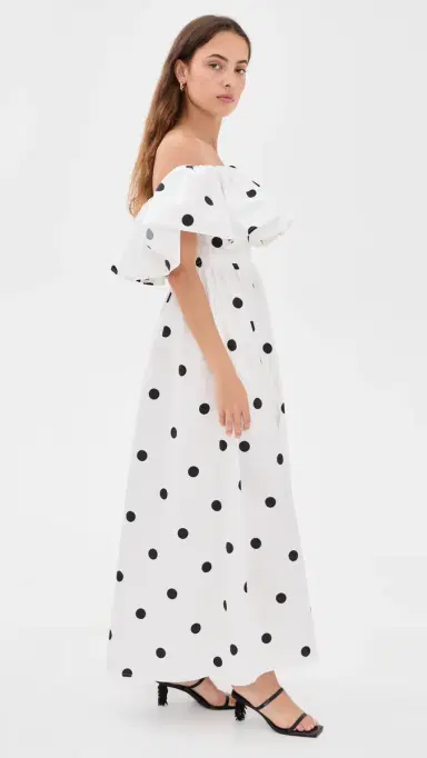susana monaco Polka-Dot Poplin Dress Sugar/Black M | Thumbnail 4