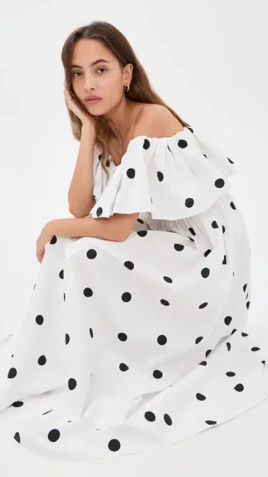 susana monaco Polka-Dot Poplin Dress Sugar/Black M | Thumbnail 5