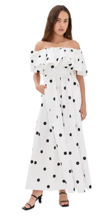susana monaco Polka-Dot Poplin Dress Sugar/Black M | Thumbnail 1
