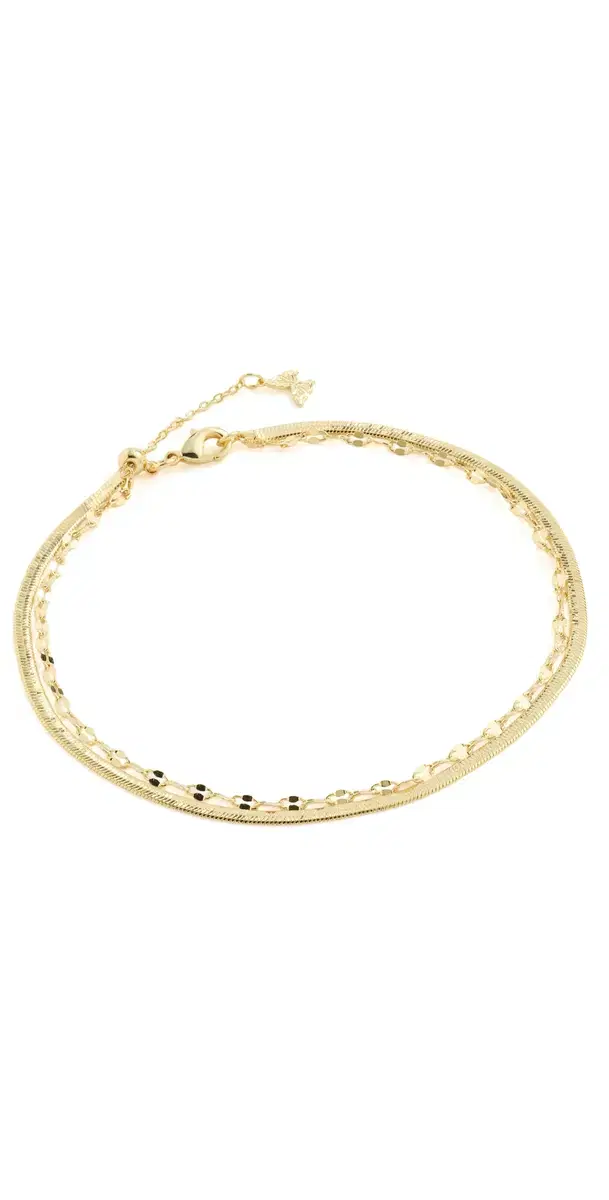 By Adina Eden Double Strand Multi Chain Anklet Gold One Size
