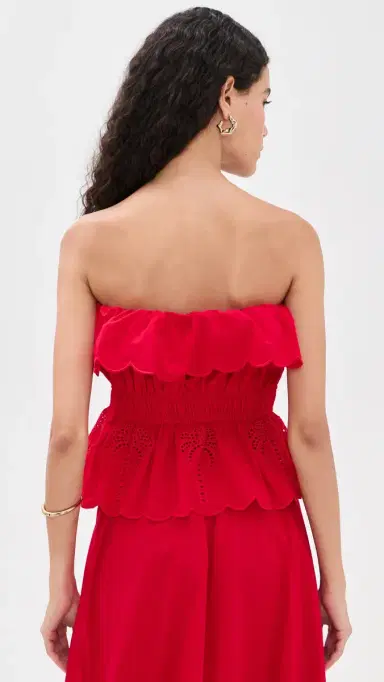 English Factory Embroidery Strapless Top Red | Thumbnail 3 English Factory Embroidery Strapless Top Red | Thumbnail 3
