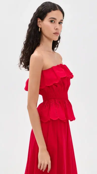 English Factory Embroidery Strapless Top Red | Thumbnail 4 English Factory Embroidery Strapless Top Red | Thumbnail 4