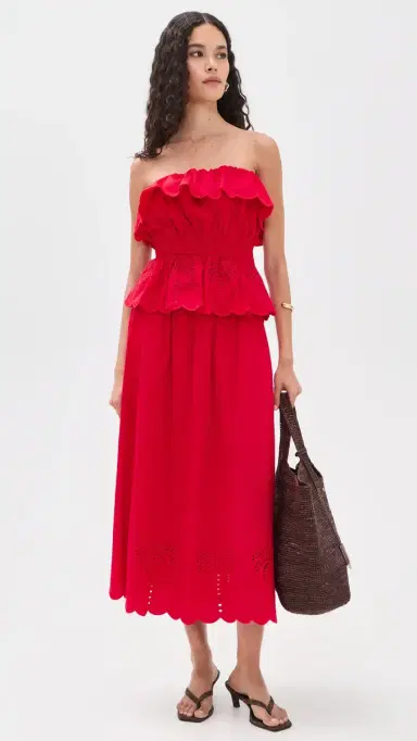 English Factory Embroidery Strapless Top Red | Thumbnail 5 English Factory Embroidery Strapless Top Red | Thumbnail 5