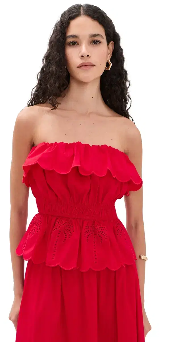 English Factory Embroidery trapless Top Red