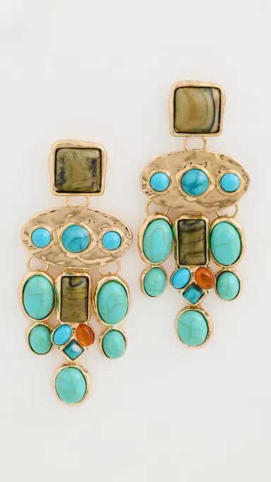 SHASHI Bronco Earrings Gold/Turquoise One Size | Thumbnail 2