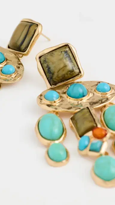 SHASHI Bronco Earrings Gold/Turquoise One Size | Thumbnail 4