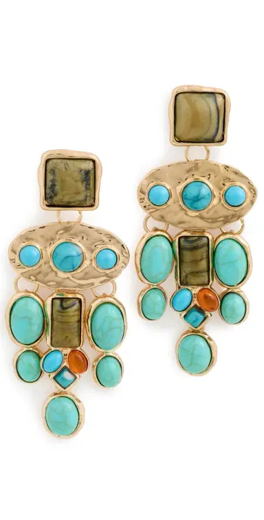 SHASHI Bronco Earrings Gold/Turquoise One Size | Thumbnail 1