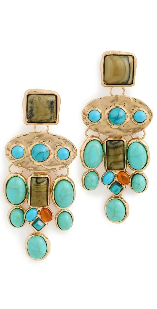 SHASHI Bronco Earrings Gold/Turquoise One Size
