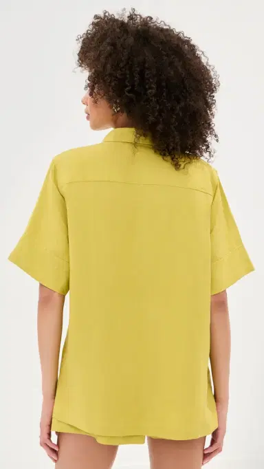 LE BOP Leila Short Sleeve Buttondown Warm Olive | Thumbnail 3