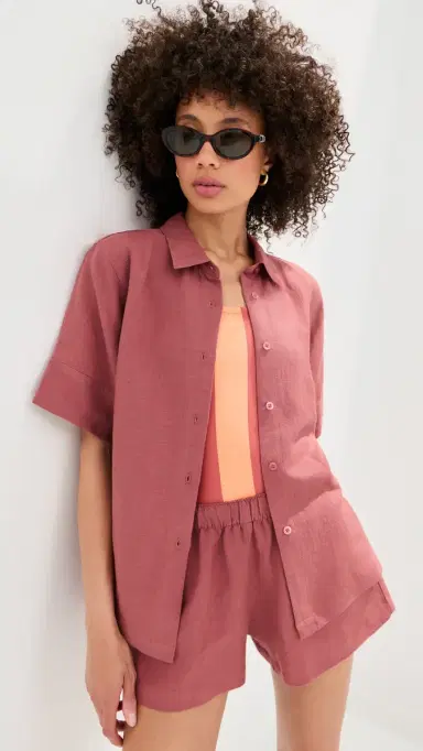 LE BOP Leila Button Down Shirt Marsala S | Thumbnail 2 LE BOP Leila Button Down Shirt Marsala S | Thumbnail 2