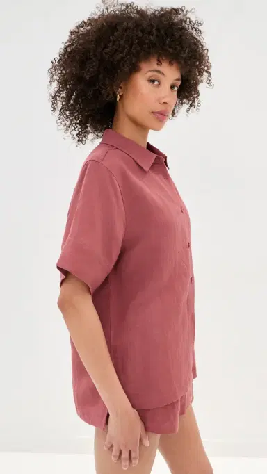 LE BOP Leila Button Down Shirt Marsala S | Thumbnail 4 LE BOP Leila Button Down Shirt Marsala S | Thumbnail 4