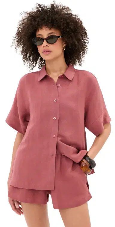 LE BOP Leila Button Down Shirt Marsala S | Thumbnail 1 LE BOP Leila Button Down Shirt Marsala S | Thumbnail 1