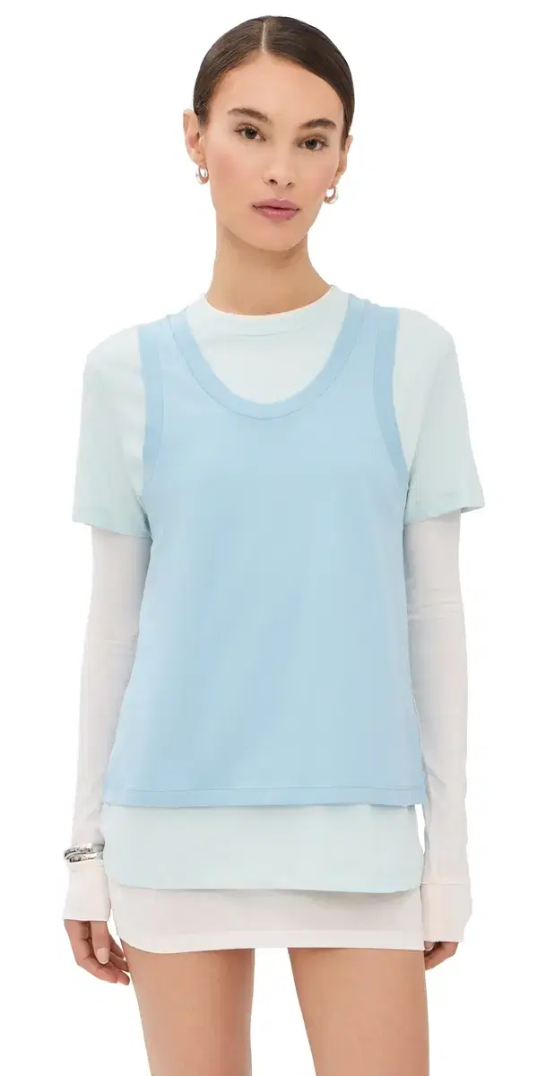 WARDROBE. NYC ayered Tee Mini Dress Dove/Vapor/Powder