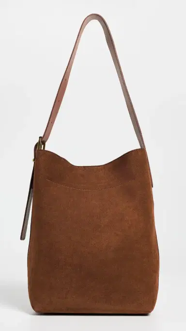 Madewell Suede Essentials Bucket Tote Soft Mahogany One Size | Thumbnail 2