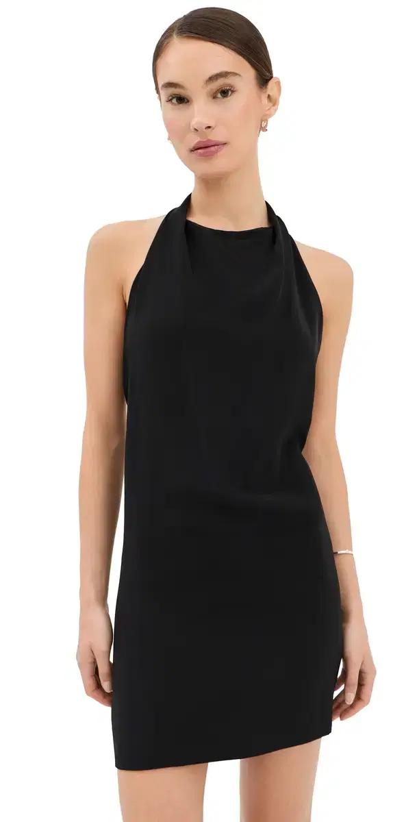 WARDROBE. NYC Liquid Halter Mini Dress Black