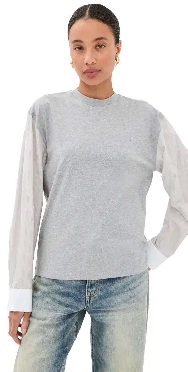 T-Shirt with hirting Sleeves Grey Multi