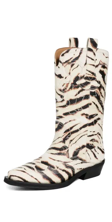 Ganni Embroidered Zebra Western Boots | Thumbnail 1 Ganni Embroidered Zebra Western Boots | Thumbnail 1