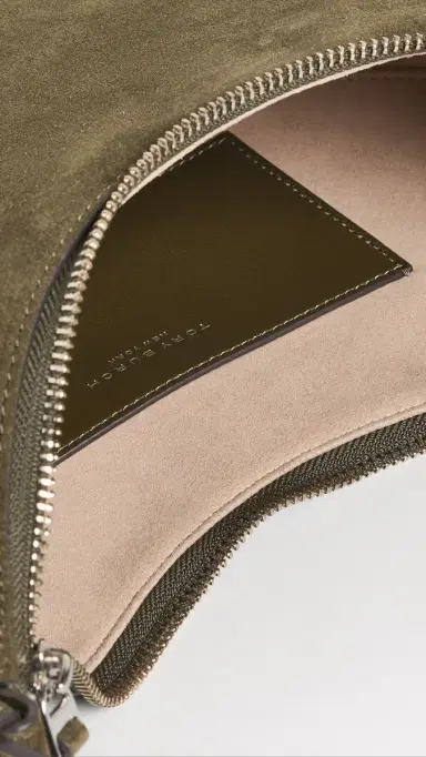 Tory Burch Romy Suede Half Moon Bag Leccio | Thumbnail 6 Tory Burch Romy Suede Half Moon Bag Leccio | Thumbnail 6